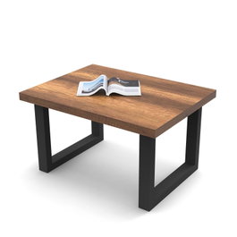 Hanah Home Mn02-Ba Mesa de Centro de Nogal y Antracita con Patas de Metal - 80x43x60cm
